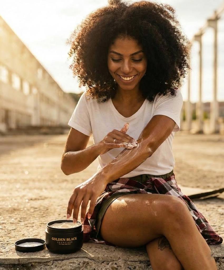 Applying raw shea butter